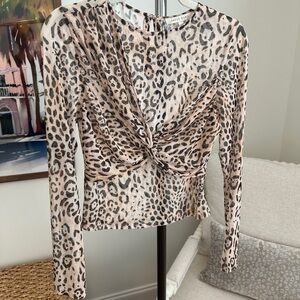 Anthropologie Sarah Hann Animal Print Twist Front Blouse